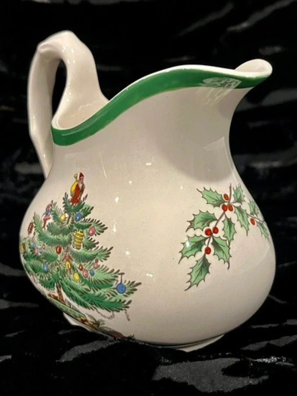 Vintage Spode Christmas Tree Sugar Bowl & Creamer Set Made In England